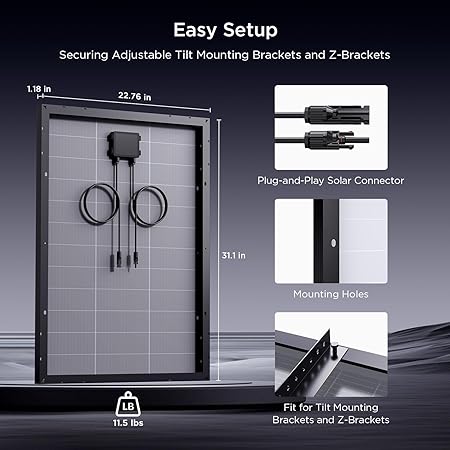 N-Type 16BB 400 Watt Solar Panel, 4Pcs Compact 12V 100W Solar Panel, 25% High Efficiency Monocrystalline PV Module, for Off-Grid, Rooftop, Farm,RV, Camper, Trailer, Marine(100w 4-Pack Panel)