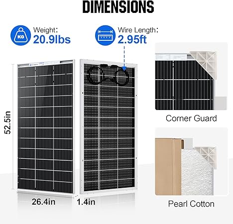 ECO-WORTHY 400W Bifacial Solar Panel 2pcs 195 Watt 12 Volt Monocrystalline Solar Panel Module Off Grid PV Power for Home, Camping, Boat, Shed Farm, RV