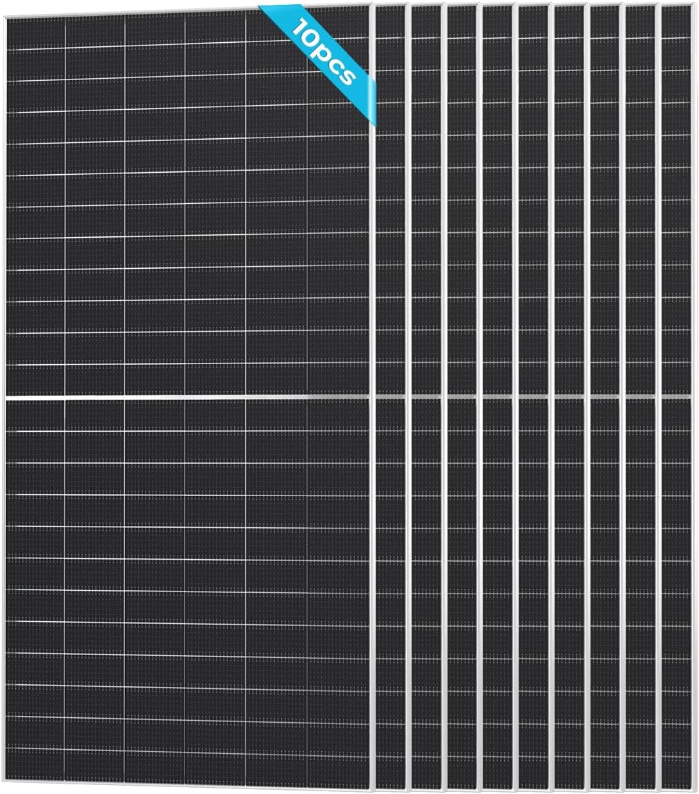 Renogy Solar Panels Bifacial 10Pcs 590 Watt N-Type Monocrystalline 12V 16BB Solar Panel, 25% High Efficiency Solar Module for RV Home Farm Shed Trailer Camper Marine Off-Grid System