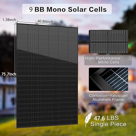 31 PCS 405 Watt Solar Panel, High Efficiency Monocrystalline PV Module Power Charger, Bifacial Solar Panel for RV Marine Rooftop Farm Camper Vehicle Caravan Other Off Grid Applications