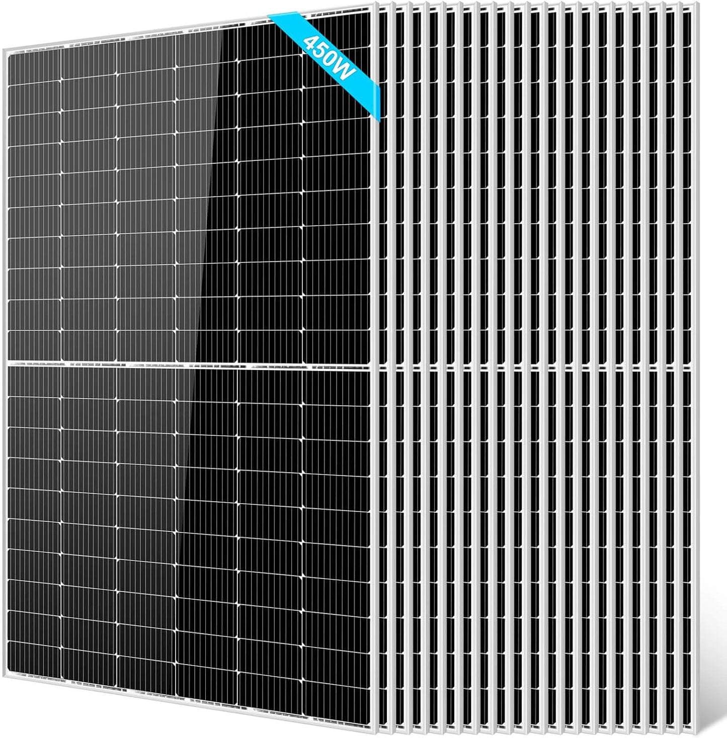 SUNGOLDPOWER 20PCS 450W Solar Panels Monocrystalline UL 61730, Grade A Solar Cell,Waterproof IP68,High Efficiency Solar Panel On/Off Grid for Charging Station,Caravan,RV,Yacht, Boat (Total 9000W)