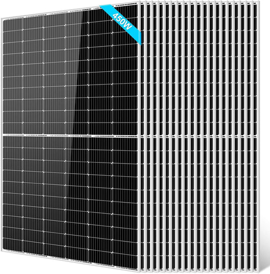 SUNGOLDPOWER 20PCS 450W Solar Panels Monocrystalline UL 61730, Grade A Solar Cell,Waterproof IP68,High Efficiency Solar Panel On/Off Grid for Charging Station,Caravan,RV,Yacht, Boat (Total 9000W)