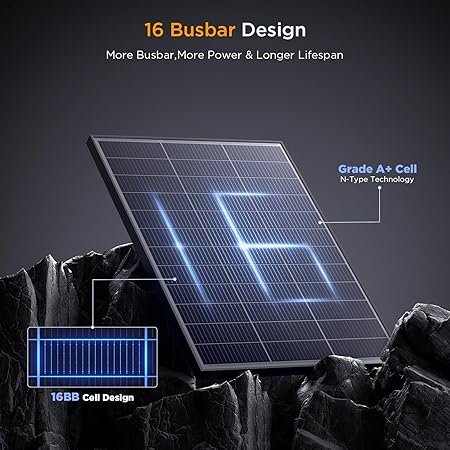 N-Type 16BB 400 Watt Solar Panel, 4Pcs Compact 12V 100W Solar Panel, 25% High Efficiency Monocrystalline PV Module, for Off-Grid, Rooftop, Farm,RV, Camper, Trailer, Marine(100w 4-Pack Panel)